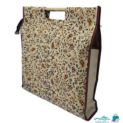 ساک قلمکار طرح سنتی ابعاد 60در50 سانتیمتر با دسته چوبی